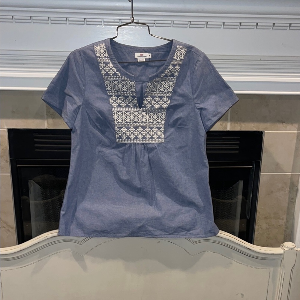 Blue Embroidered Women's Top